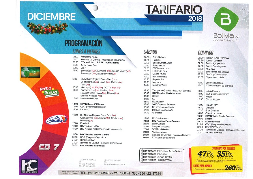 Tarifario BTV 2020